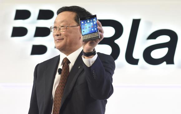 BlackBerry Chief Executive John Chen introduces Passport smartphone during an official launching event in Toronto