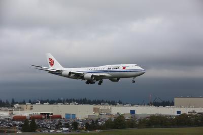國航波音747-8在西雅圖成功進行本場訓練（攝影：王澤民、陳誠）