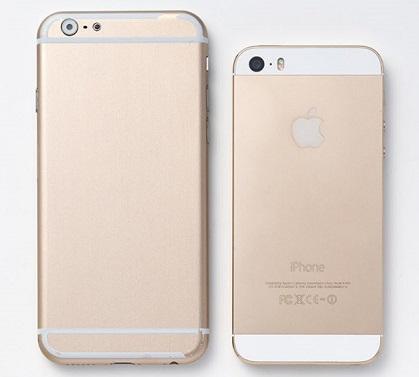 iPhone 6模擬機(左)與iPhone 5s對比。