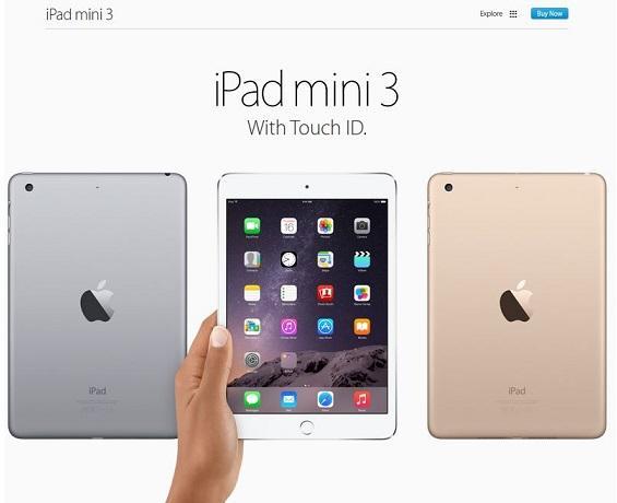 蘋果2014年10月推出的小平板iPad mini 3。（圖：官網）