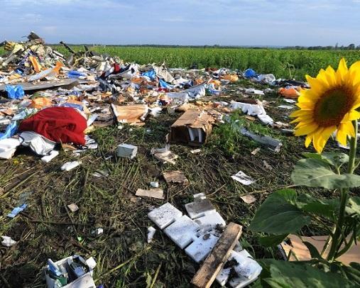 馬航MH17墜毀現場，機身碎片四處散落。（圖：AFP）