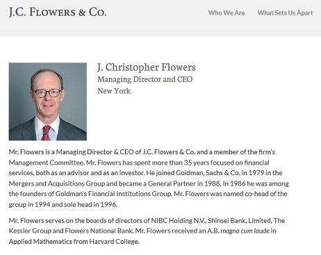 私募基金JC Flowers官網與創辦人J Christopher Flowers介紹。