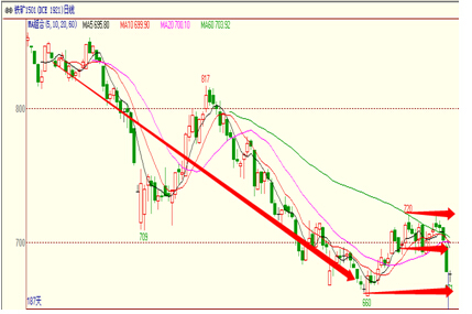 圖6. 大連鐵礦石1501合約日k線圖