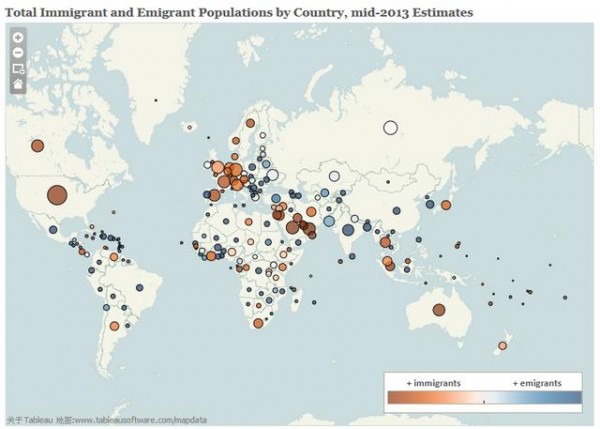 大數據解讀2013世界移民報告：中國移民美國人數最多