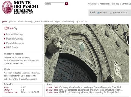 意大利銀行Monte dei Paschi di Siena官網。