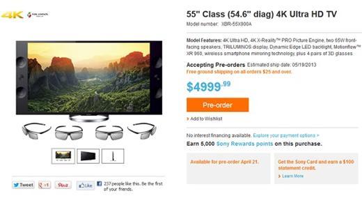 索尼55吋4K電視XBR-55X900A。(圖：官網)