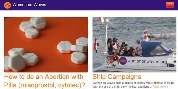 荷蘭女性運動組織 Women on Waves 網站截圖