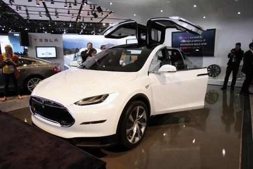 特斯拉最新電動車 Model X 正式上線。 (圖:AFP)