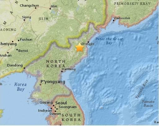 北韓發生規模4.9地震      (圖取自美國地質調查所)