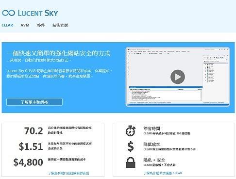 網路安全公司Lucent Sky首頁。