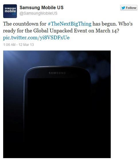 三星電子於推特發表疑似Galaxy S4新機的圖片。(圖：CNET)