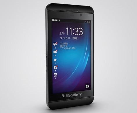 BlackBerry Z10手機。(圖：官網)