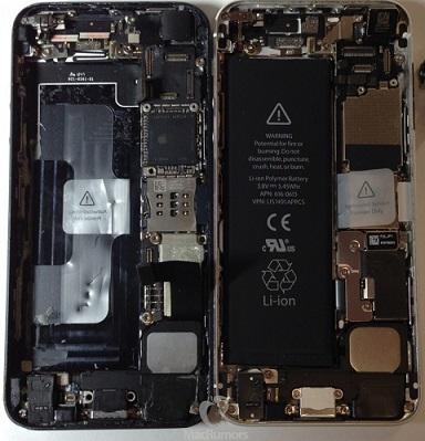 iPhone5S(左)對比iPhone5(右)背面間諜照。(圖：MacRumors)