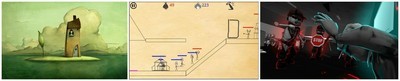 從左至右：島，墨水戰士，Virtus Per Verba: First Person Shouter