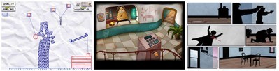 從左至右依次為：Save the Dummy， 南瓜先生的大冒險，Framed遊戲截屏