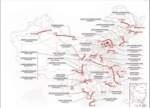 2015年中國高鐵新開工路線