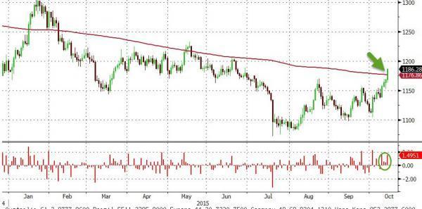 黃金近兩年走勢圖　資料來源：Zerohedge
