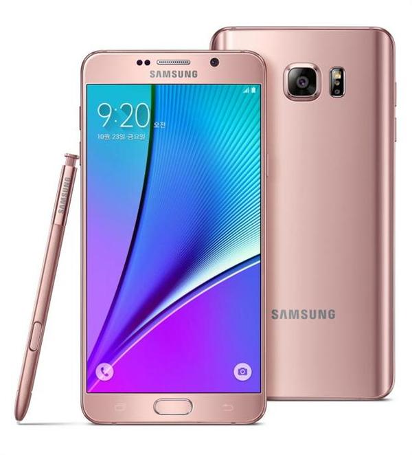 「粉紅金」色款的 Note 5 將搶先在南韓上市。 (圖:三星)