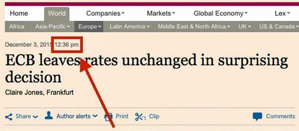 Financial Times 報導 ECB 維持利率不變