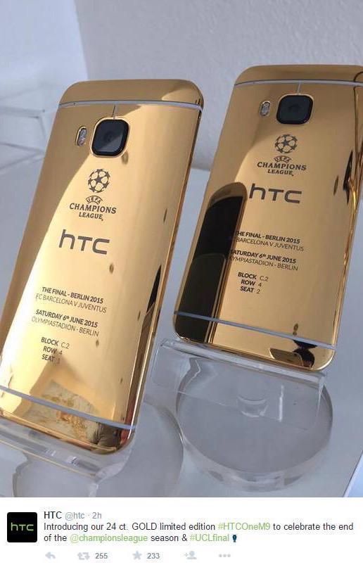 HTC推特宣傳照，右下可見iPhone倒影