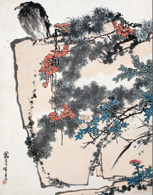 潘天壽 鷹石山花圖 鏡心 rmb279,450,000 中國嘉德 2015-5-17