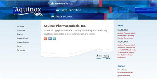 Aquinox Pharmaceuticals官網