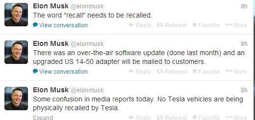 特斯拉執行長 Elon Musk 推特上發表召回過時論。