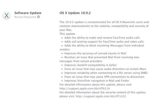 蘋果發布系統更新OS X 10.9.2。(圖：AppleInsider)