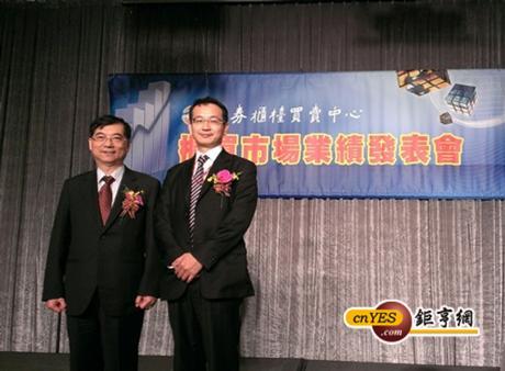 漢微科發言人沈孝濂(右)出席櫃買中心業績發表會。