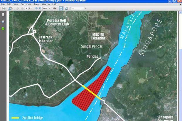 紅色區塊為預定填海區域。(圖片來源：The Star Online)