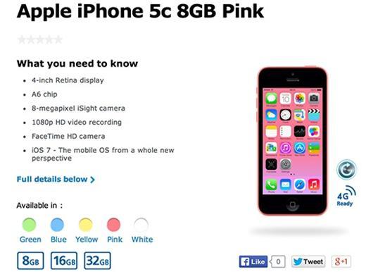 蘋果iPhone 5C粉紅色8GB版本。(圖：AppleInsider)