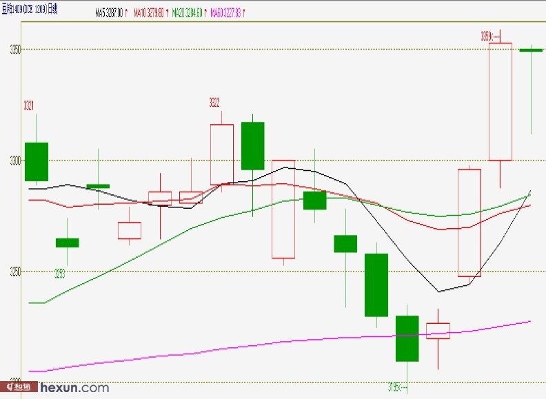 圖三、連豆粕1409合約日k線圖