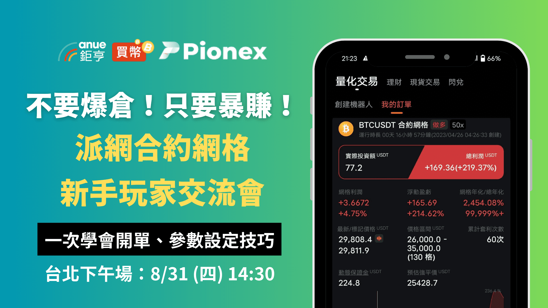 台北下午｜玩合約爆賺百倍不爆倉！派網合約網格