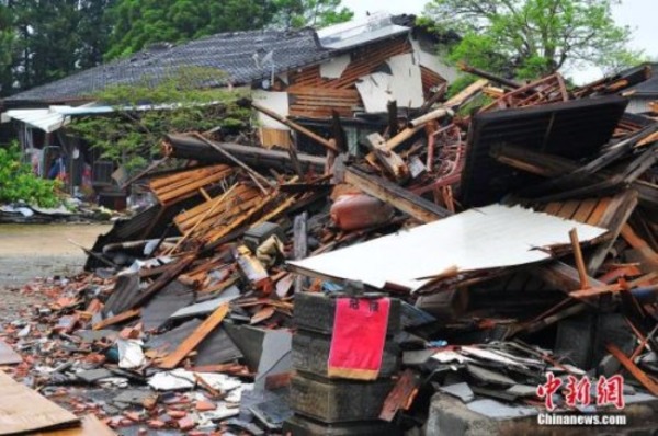 熊本地震災區。  圖片來源：中新網