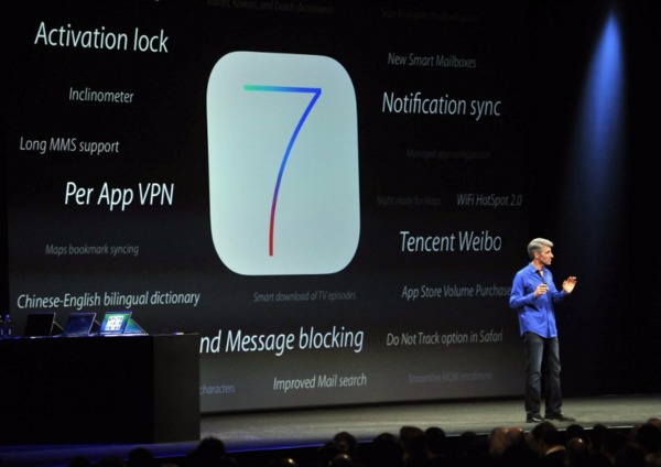 蘋果在2013年6月10日的WWDC大會上宣布推出iOS 7。  (圖：AFP)