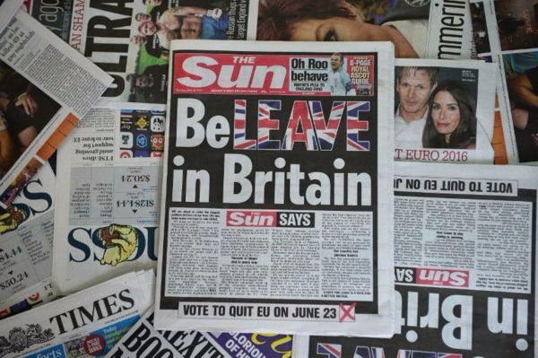 英國銷量最大的太陽報公開鼓吹脫歐      (圖:AFP)