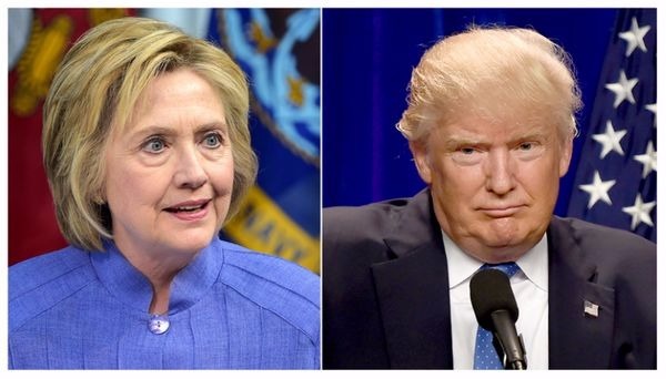 左：民主黨總統候選人希拉蕊　右：共和黨總統候選人川普　圖片來源：afp