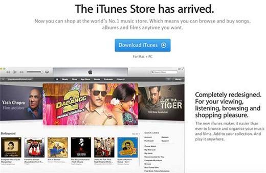 蘋果iTunes Store印度版頁面。