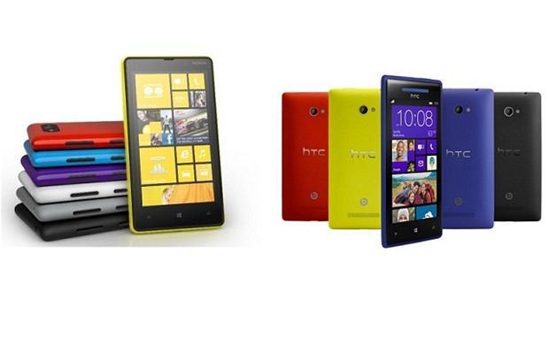 Lumia 820 (左) 與 hTC X8 (右)。