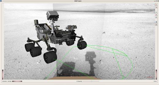 使用軟體模擬好奇號的行駛路線（圖：NASA/JPL）