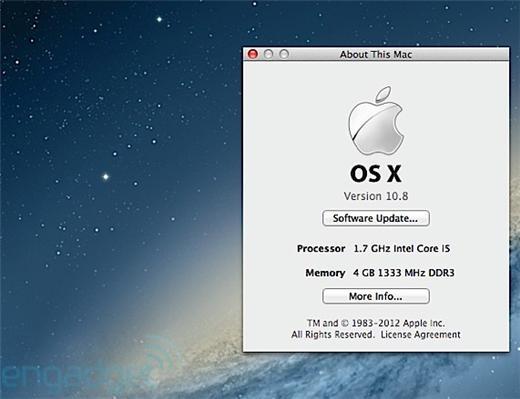 蘋果公開Mac新系統「Mounain Lion」。(圖取自Engadget)