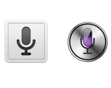 Google語音搜尋(左) vs. Siri(右)。