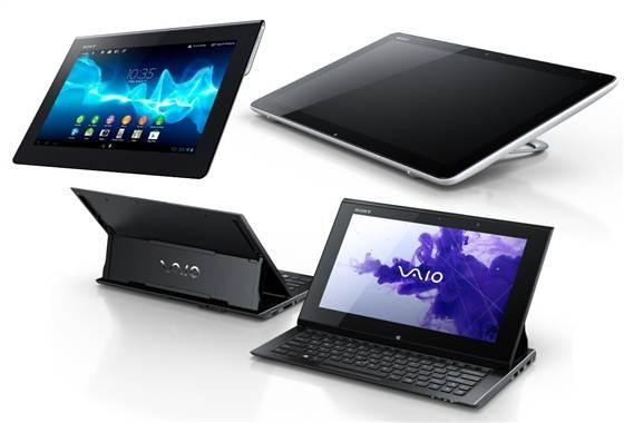 左上Sony Tablet S、右上Tap20、下列2台均為Vaio Duo 11