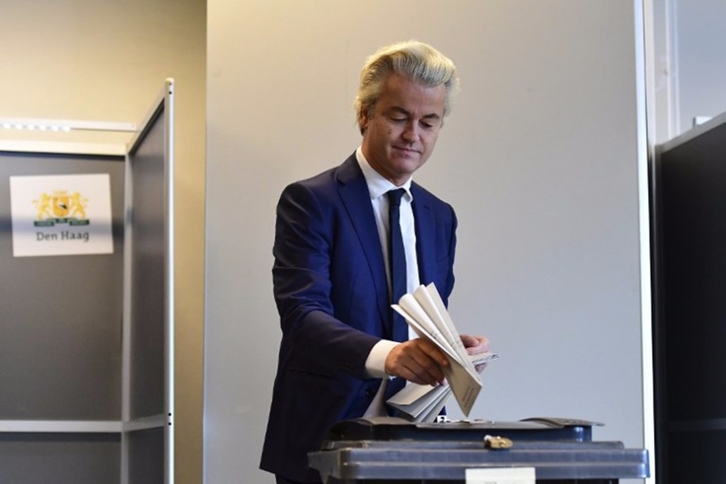 由懷爾德斯帶領的自由黨(PVV)取得20席，比2012年大選少8席。  (圖：AFP)