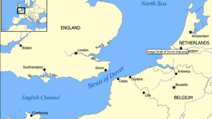 多佛爾海峽的闊度是英國與法國間最短的。 (圖：維基百科)
