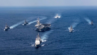卡爾文森號戰鬥群已扺達西太平洋。  (圖：AFP)