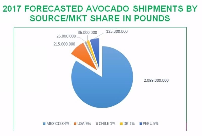 2017 年美國酪梨市場市佔率預估　圖片來源：freshfruitportal