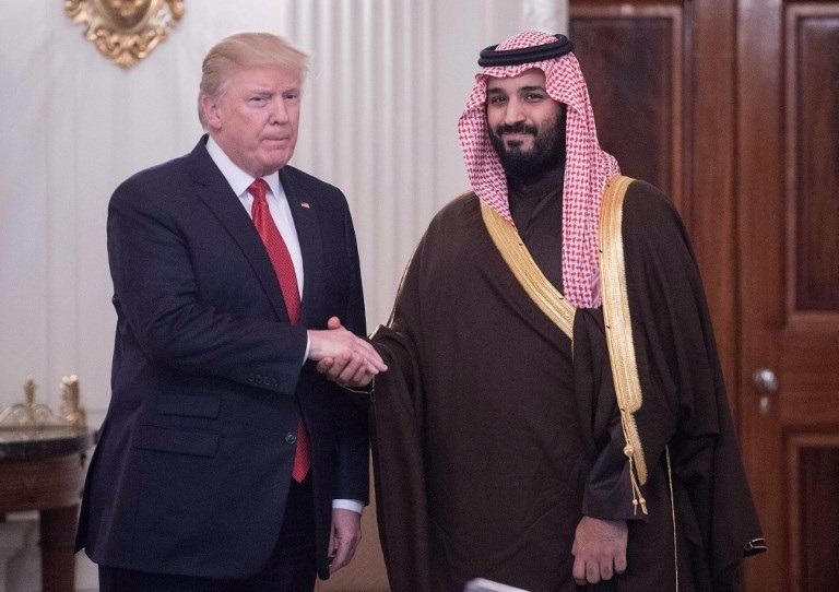 bin Salman 今年 3 月訪問白宮,會見美國總統川普。(AFP)
