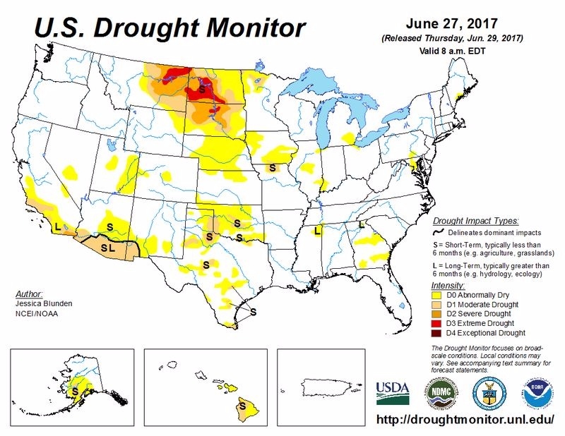 美國 USDA 乾旱監測圖　圖片來元：USDA