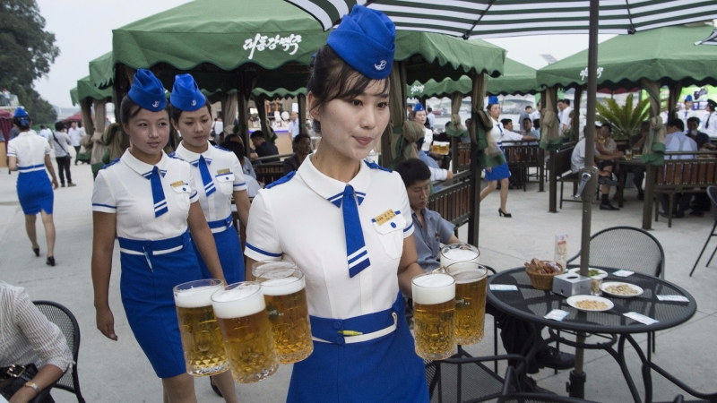 平壤大同江啤酒節。(AFP)